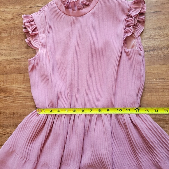 Vintage Lilac Dress Ruffle Trim Pleated Skirt - Picture 9 of 16